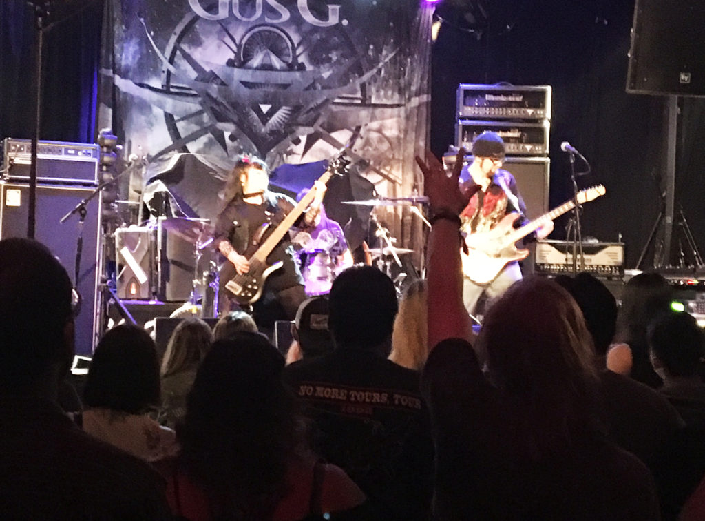 Horns in the air for PowerTribe - performing with Gus G (guitarist ozzy ozbourne)